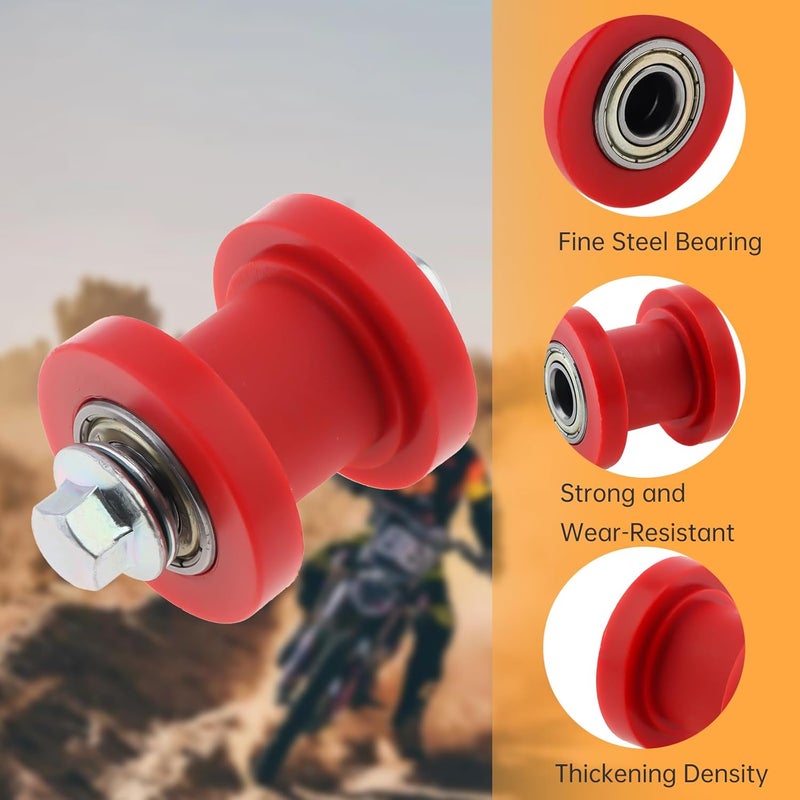 Windance 2pcs 10mm Chain Roller Pulley with Bolt Nut, Chain Tensioner Guide Wheel for 125cc 140cc 160cc SSR XR125 CRF50 KLX110 Motorcycle Pit Dirt Mini Bike ATV Parts (Red, 10mm) - Image 3